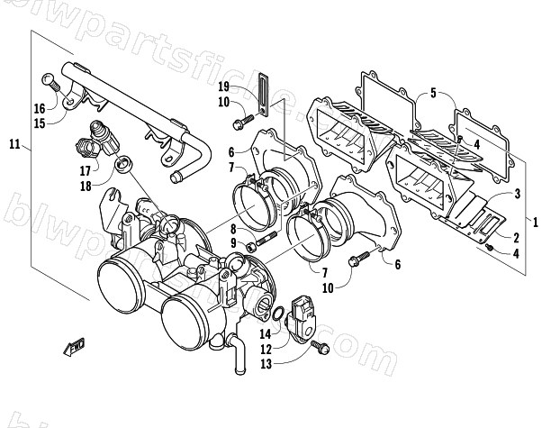 REED VALVE/THROTTLE BODY ASSEMBLY diagram