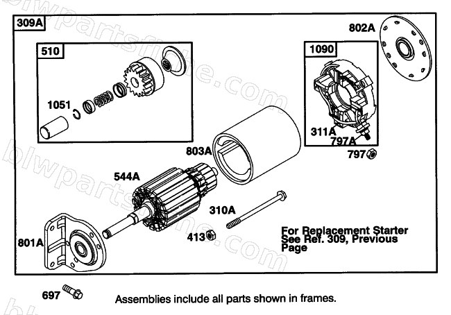 REPLACEMENT STARTER MOTOR ASSEMBLY diagram