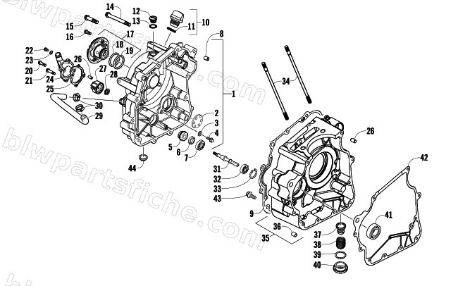 RIGHT CRANKCASE AND COVER ASSEMBLY diagram