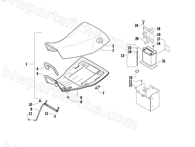 SEAT AND BATTERY ASSEMBLIES diagram