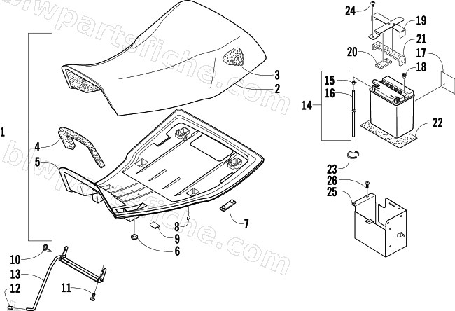 SEAT AND BATTERY ASSEMBLIES diagram