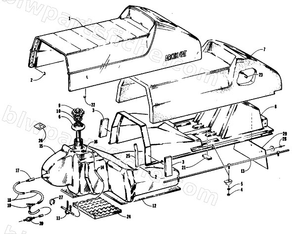 SEAT AND GAS TANK ASSEMBLIES diagram