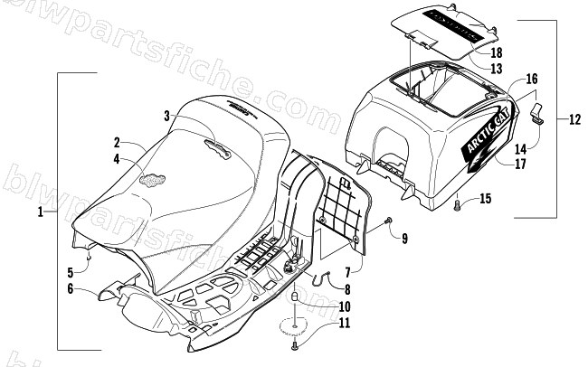 SEAT AND STORAGE BOX ASSEMBLY diagram