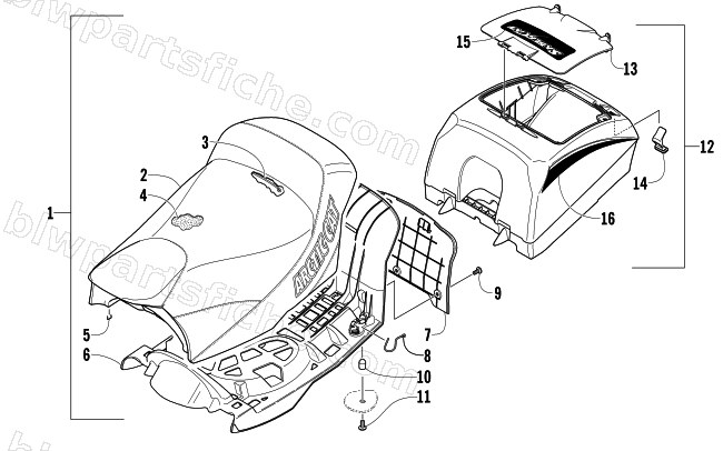 SEAT AND STORAGE BOX ASSEMBLY diagram