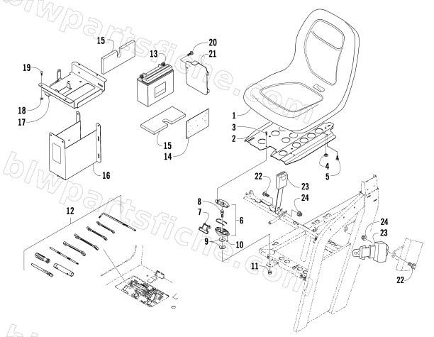 SEAT, BATTERY, AND TOOL KIT ASSEMBLY diagram