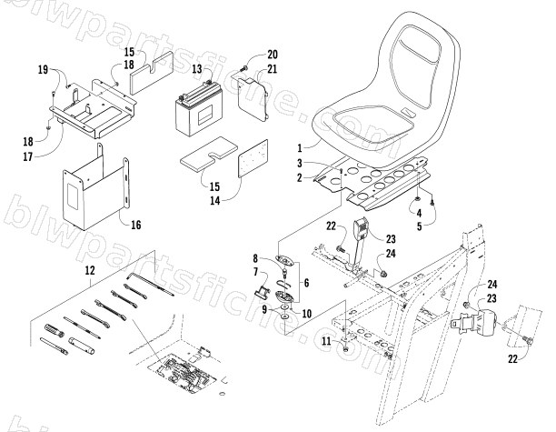 SEAT, BATTERY, AND TOOL KIT ASSEMBLY diagram