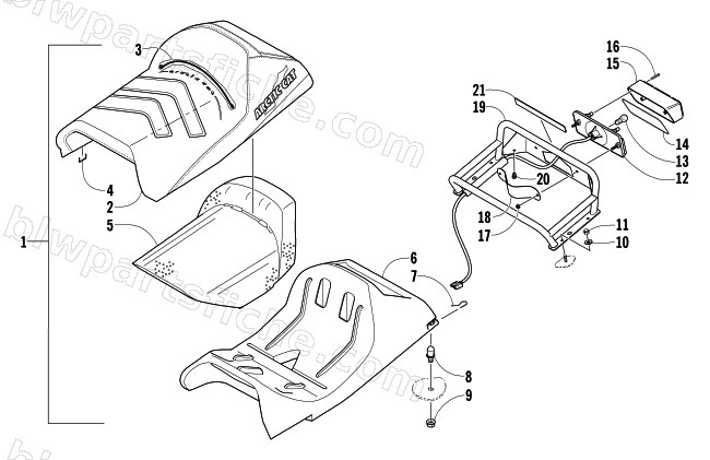 SEAT, RACK, AND TAILLIGHT ASSEMBLY diagram