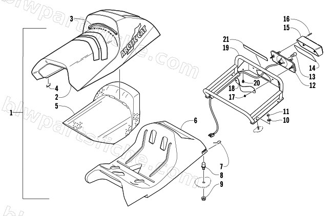 SEAT, RACK, AND TAILLIGHT ASSEMBLY diagram
