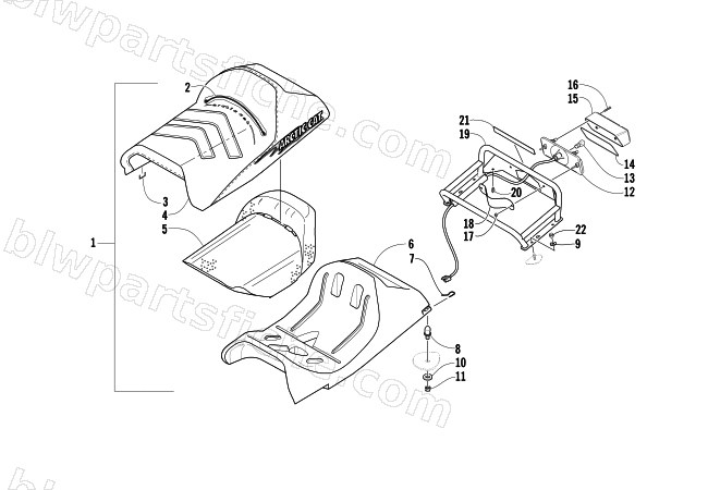 SEAT, RACK, AND TAILLIGHT ASSEMBLY diagram
