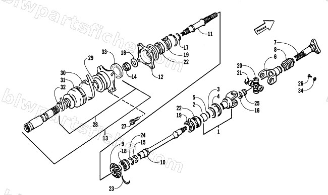 SECONDARY DRIVE ASSEMBLY (4X4) diagram