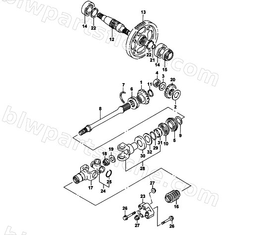 SECONDARY GEAR/PROPELLER SHAFT ASSEMBLY diagram