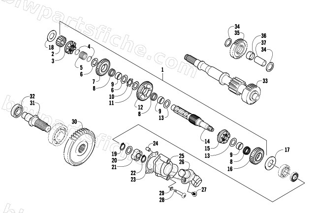 SECONDARY TRANSMISSION ASSEMBLY diagram