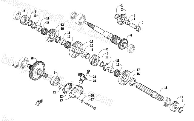 SECONDARY TRANSMISSION ASSEMBLY diagram