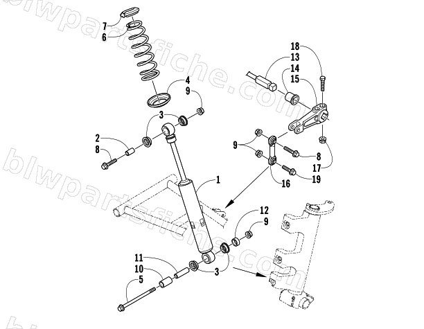 SHOCK ABSORBER AND SWAY BAR ASSEMBLY diagram