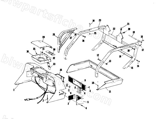 SHROUD, TAILLIGHT ASSEMBLY AND REAR BUMPER diagram