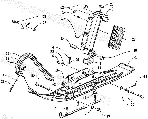 SKI AND SPINDLE ASSEMBLY (0603-668) diagram