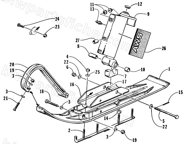SKI AND SPINDLE ASSEMBLY (0703-492) diagram