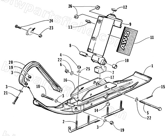 SKI AND SPINDLE ASSEMBLY diagram