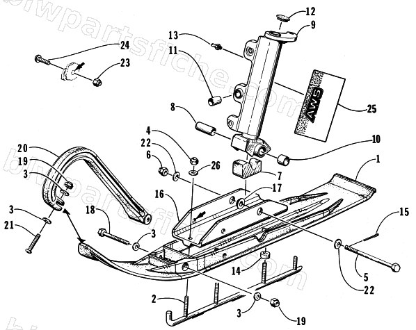 SKI AND SPINDLE ASSEMBLY diagram