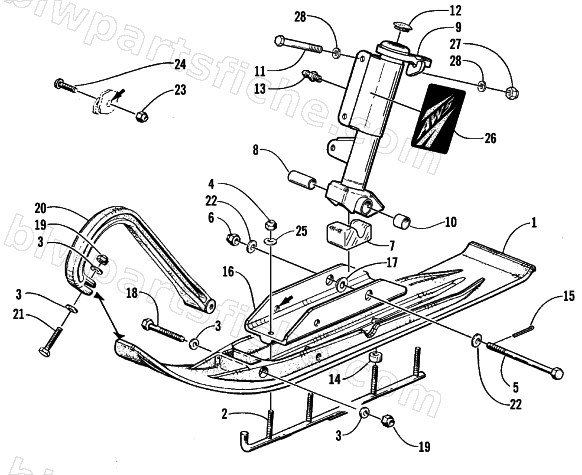 SKI AND SPINDLE ASSEMBLY diagram