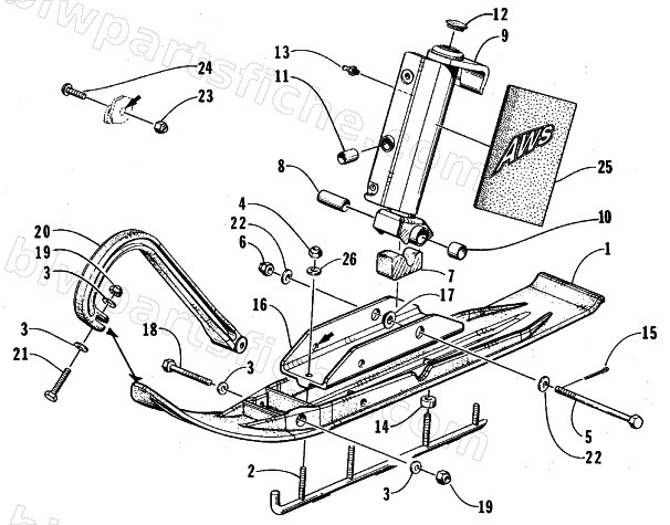 SKI AND SPINDLE ASSEMBLY diagram