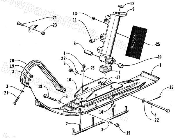 SKI AND SPINDLE ASSEMBLY diagram