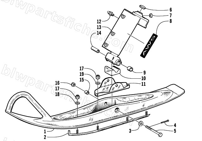 SKI AND SPINDLE ASSEMBLY diagram