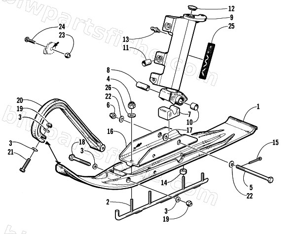 SKI AND SPINDLE ASSEMBLY diagram