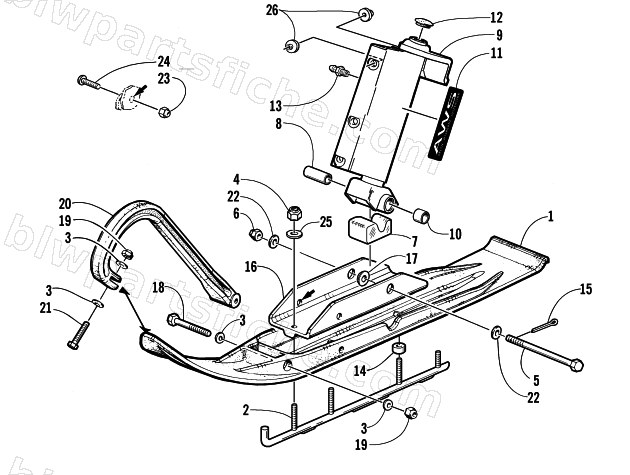 SKI AND SPINDLE ASSEMBLY diagram