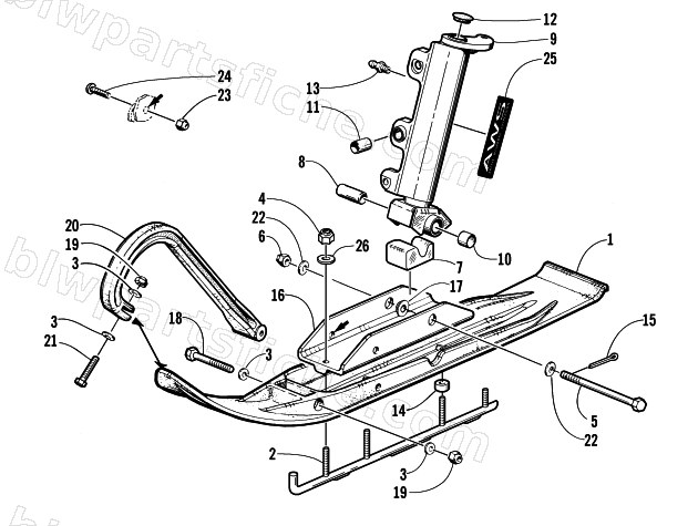 SKI AND SPINDLE ASSEMBLY diagram