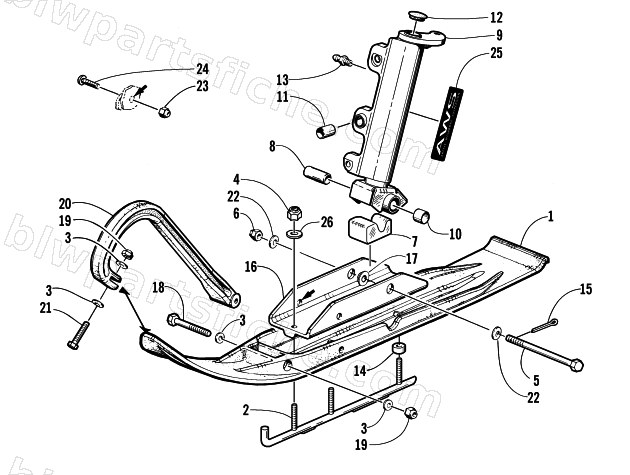 SKI AND SPINDLE ASSEMBLY diagram