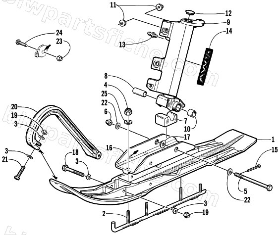 SKI AND SPINDLE ASSEMBLY diagram