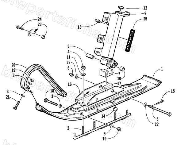 SKI AND SPINDLE ASSEMBLY diagram
