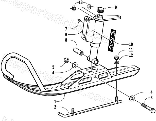 SKI AND SPINDLE ASSEMBLY diagram