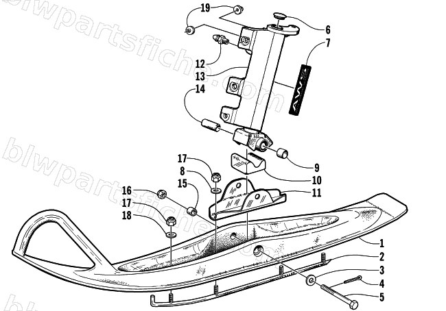 SKI AND SPINDLE ASSEMBLY diagram
