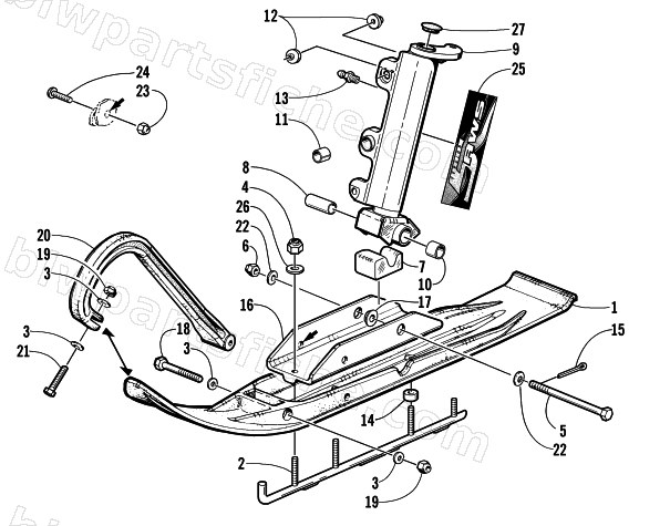 SKI AND SPINDLE ASSEMBLY diagram