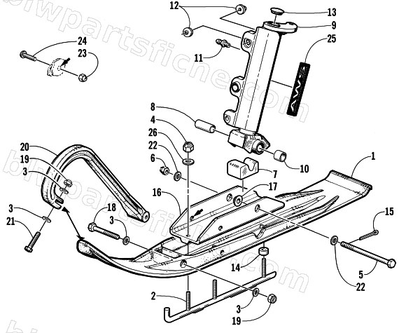 SKI AND SPINDLE ASSEMBLY diagram