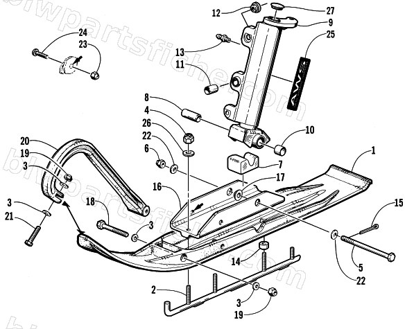 SKI AND SPINDLE ASSEMBLY diagram