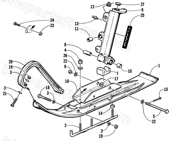 SKI AND SPINDLE ASSEMBLY diagram