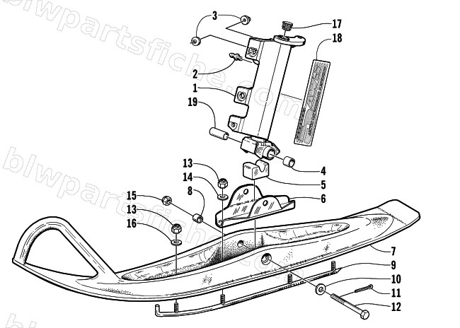 SKI AND SPINDLE ASSEMBLY diagram