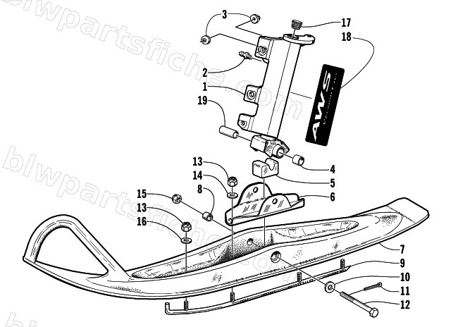 SKI AND SPINDLE ASSEMBLY diagram