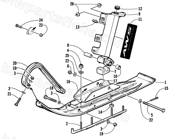SKI AND SPINDLE ASSEMBLY diagram
