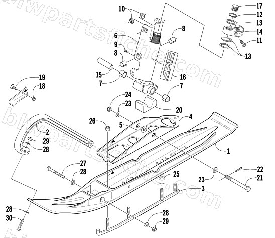 SKI AND SPINDLE ASSEMBLY diagram