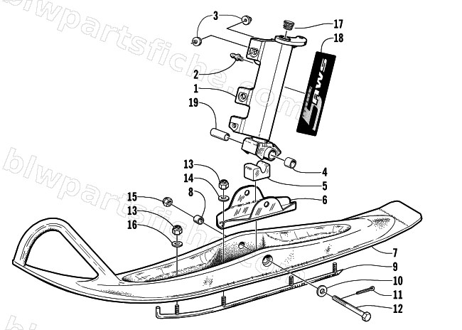 SKI AND SPINDLE ASSEMBLY diagram