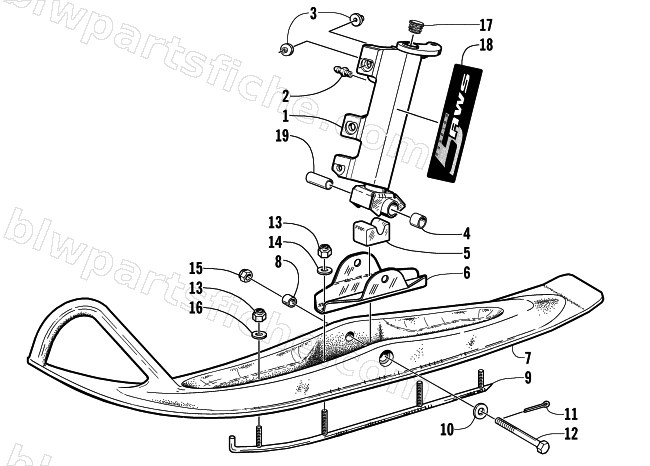 SKI AND SPINDLE ASSEMBLY diagram