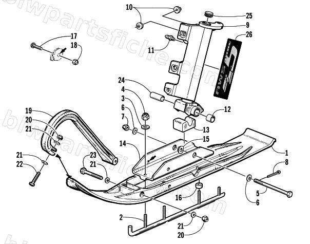 SKI AND SPINDLE ASSEMBLY diagram