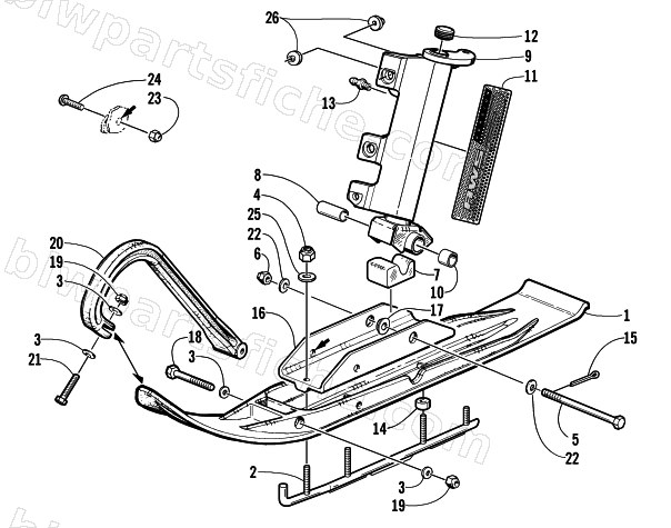 SKI AND SPINDLE ASSEMBLY diagram