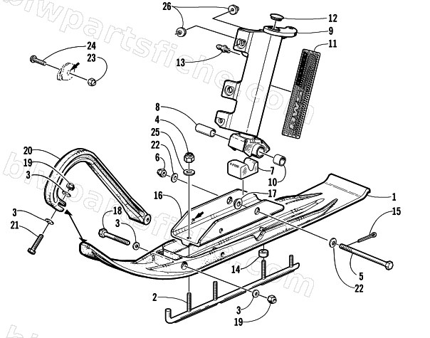 SKI AND SPINDLE ASSEMBLY diagram
