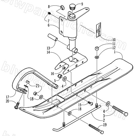SKI AND SPINDLE ASSEMBLY diagram