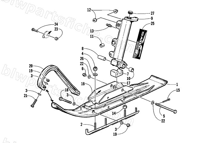 SKI AND SPINDLE ASSEMBLY diagram